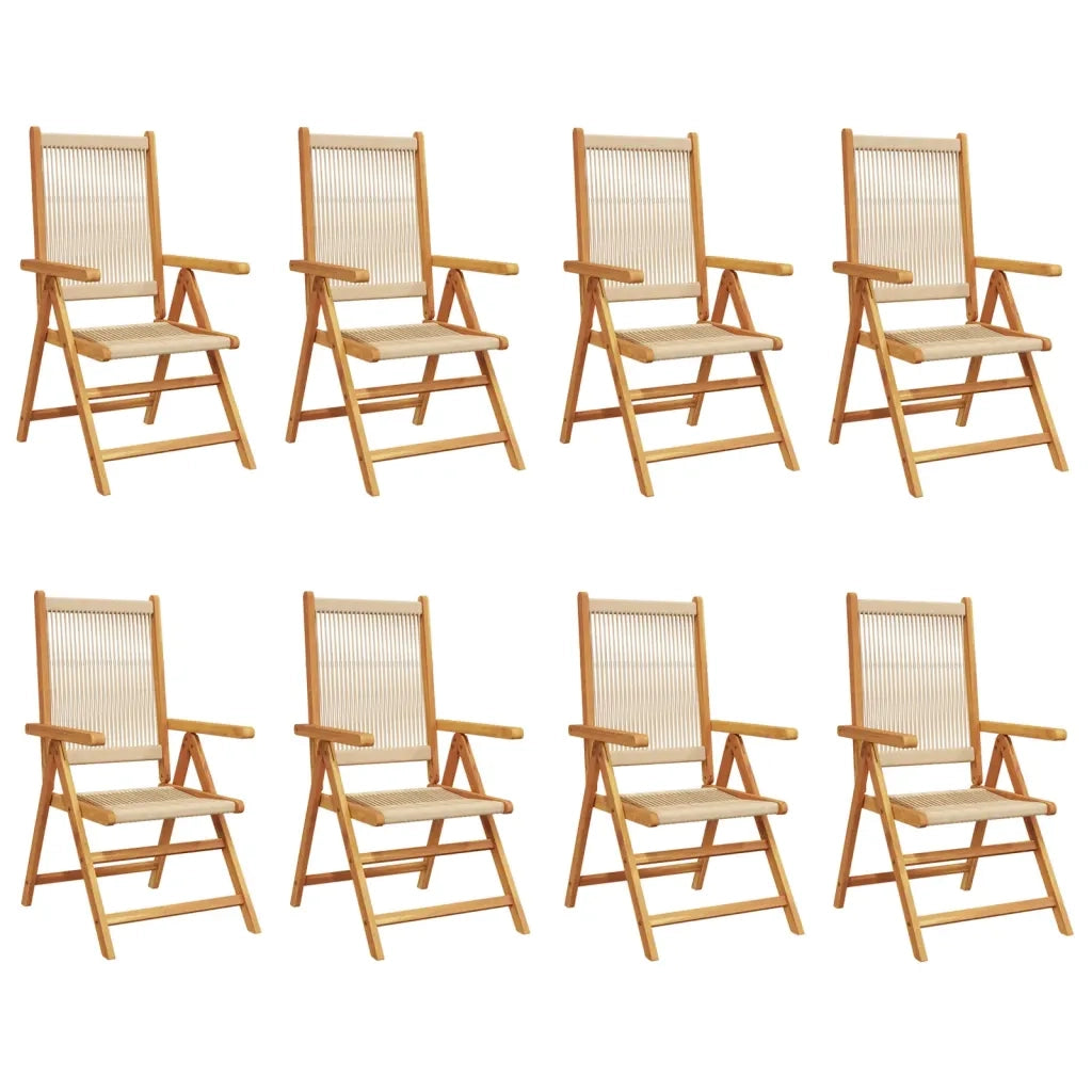 Sedie da Giardino Reclinabili 8pz Beige Legno Massello Acacia