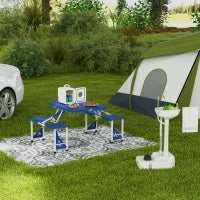 Lavabo Portatile da Campeggio con 2 Ruote, Serbatoio Acqua 17L e Serbatoio Sapone 2.5L, 51x33.5x103cm