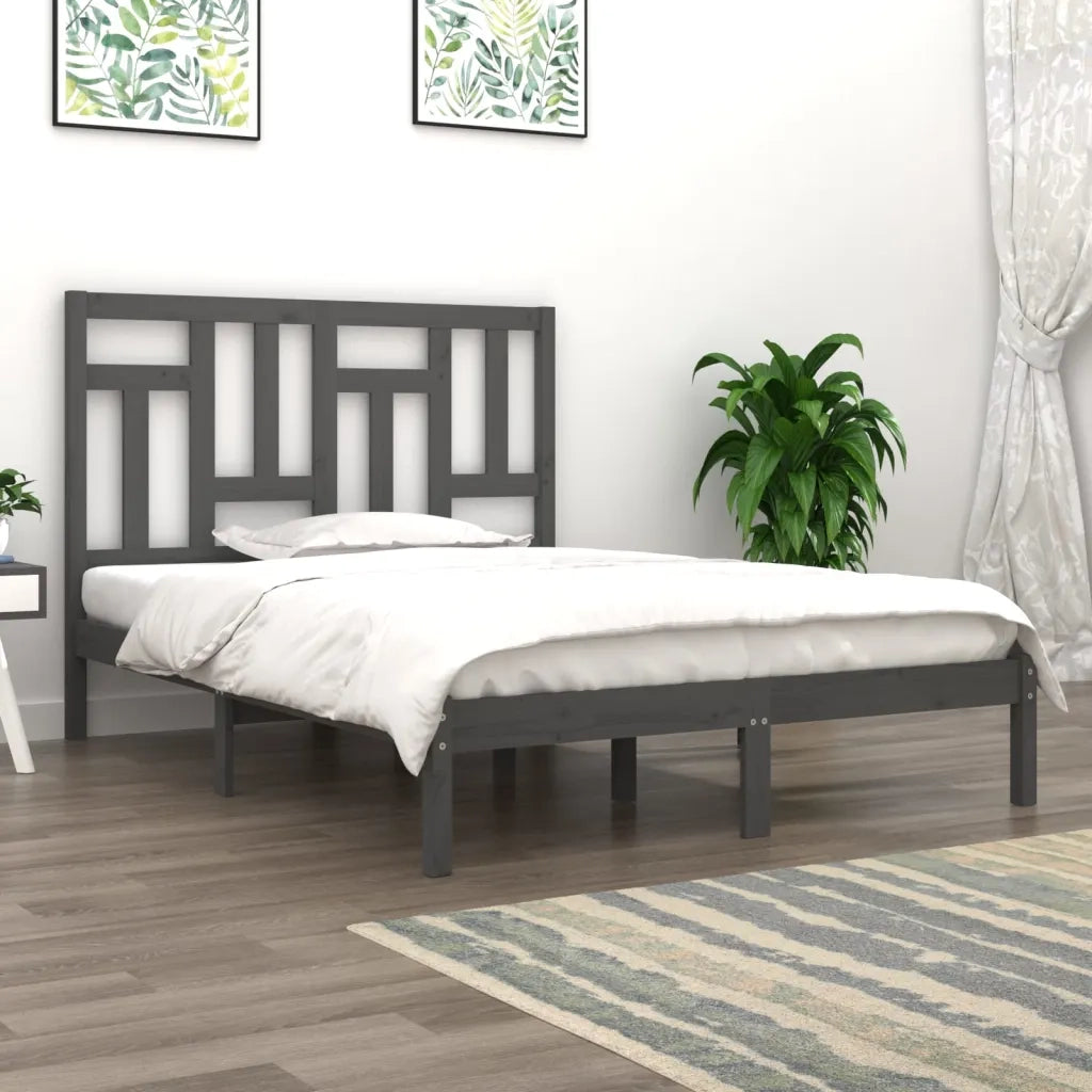 Giroletto-Struttura Letto Grigio in Legno Massello di Pino 200x200 cm 152674