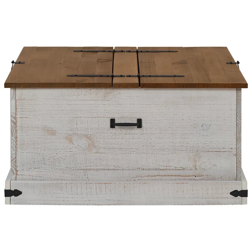 Cassapanca HALDEN Bianco 91x91x47 cm in Legno Massello di Pino
