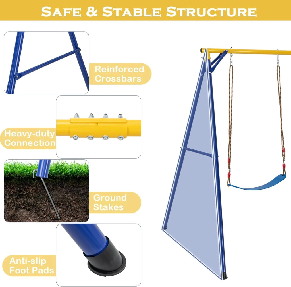 Set di altalena per bambini, 4 in 1, con altalena, scaletta e cestino da basket, altalena da giardino con struttura, struttura da gioco per bambini all'aperto, WY00233HNDE
