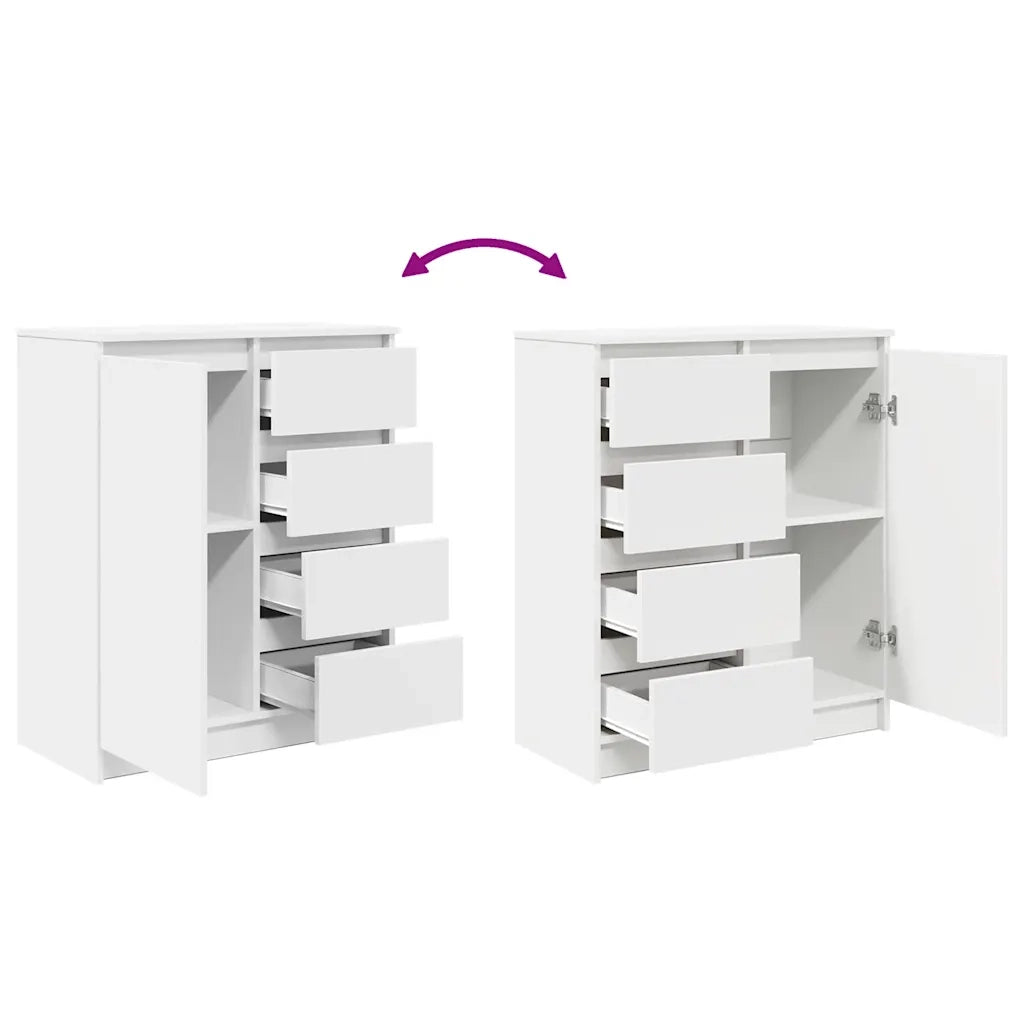 Credenza con Cassetti-Buffet-Armadio da cucina Bianco 71x35x84 cm in Legno Multistrato