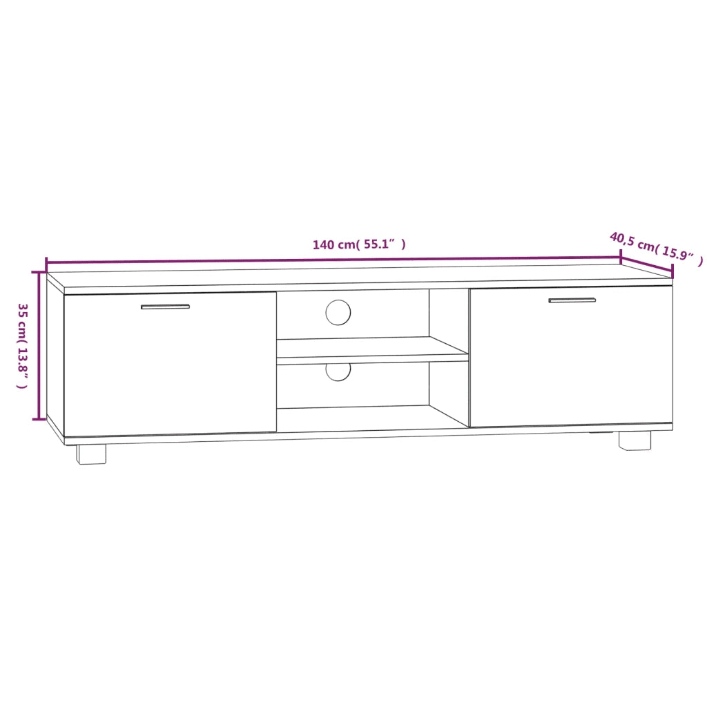 Mobile TV Grigio Sonoma 140x40,5x35 cm in Legno Multistrato cod mxl 19996
