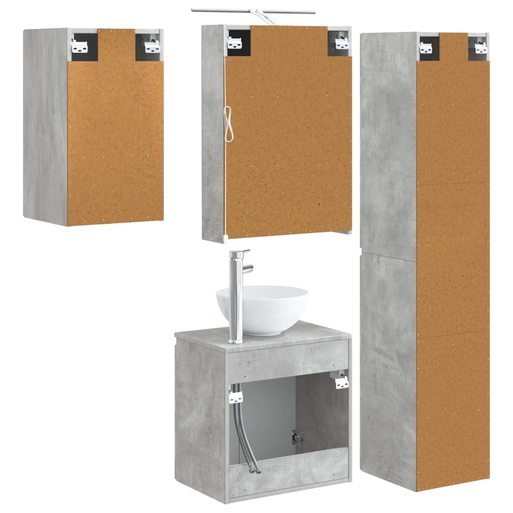 Set di Armadi da Bagno 5 pcs Grigio Cemento 50 x 14,5 x 70 cm 3407290