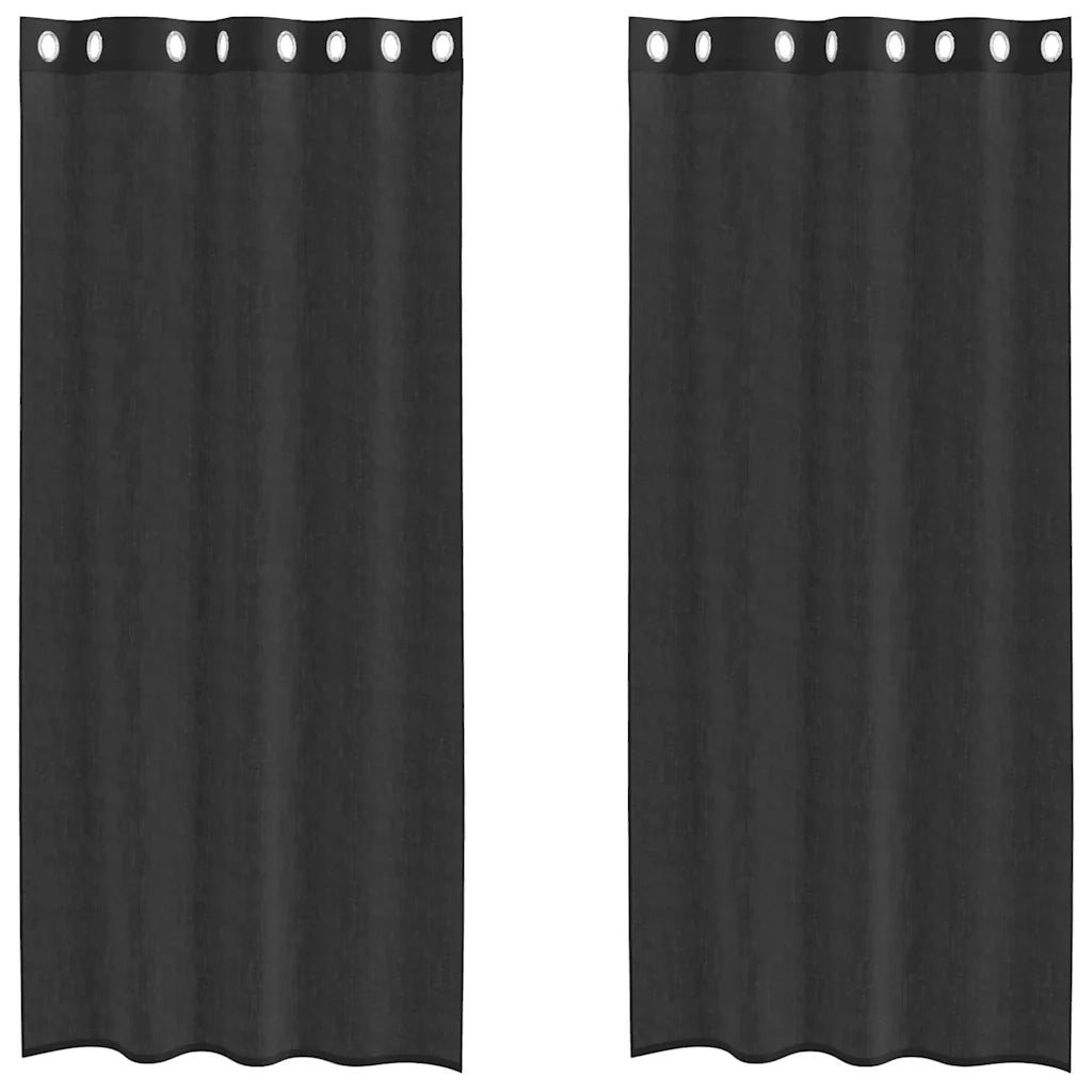 Tende in Voile con Occhielli 2 pz Nero 140x225 cm 4102061