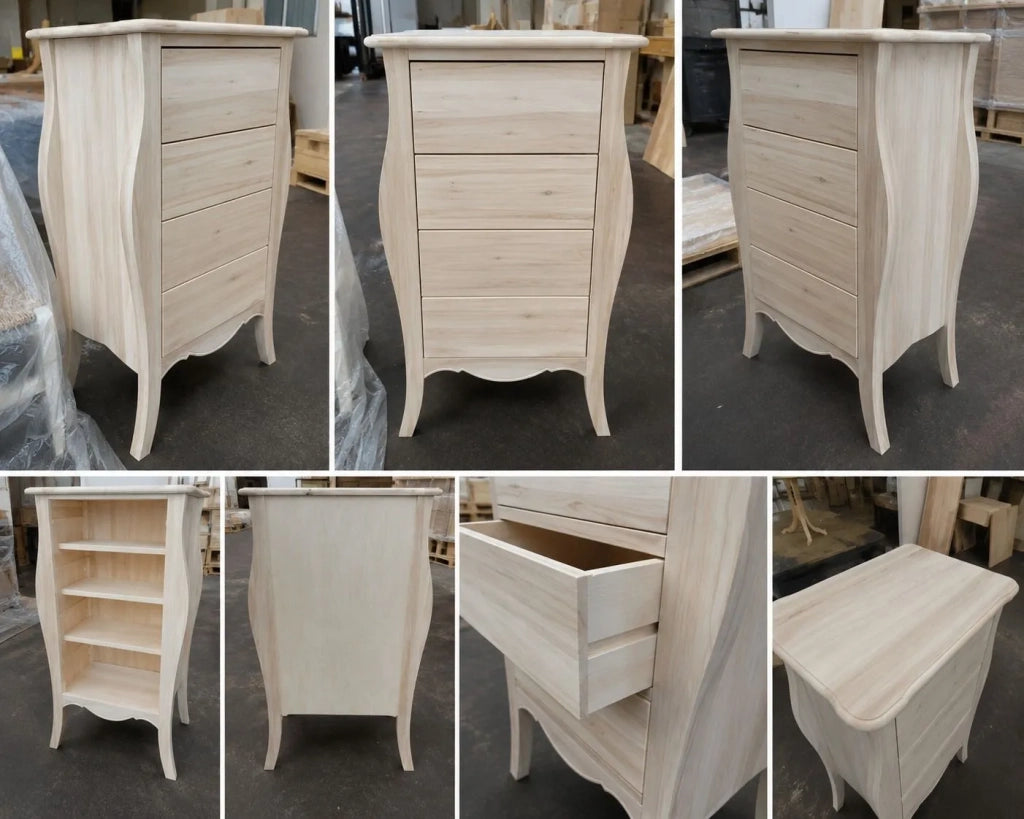 Cassettiera classica in legno 4 cassetti grezzo l.62 p.42 h.105 (3034) - Mobili 2G