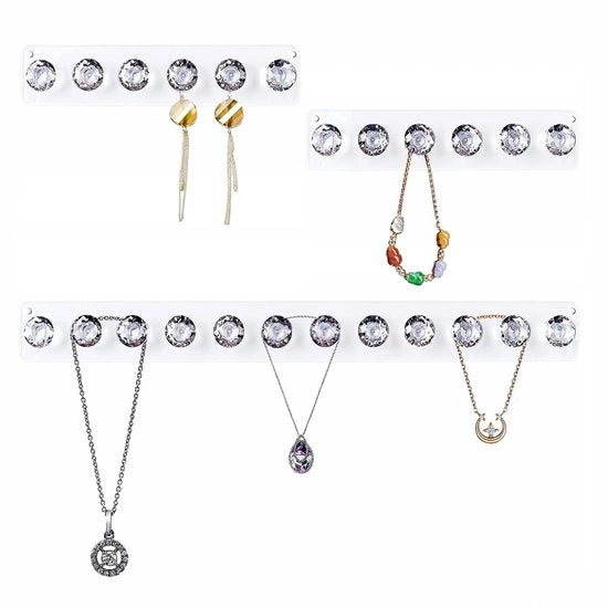 Organizzatore di gioielli a muro, sospeso con uncino a forma di diamante, organizzatore di accessori da appendere con chiusura acrilica