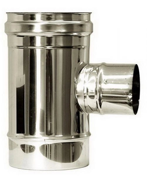 Canna fumaria parete doppia coibentata inox raccordo t 90 ridotto 80   dn 100/150