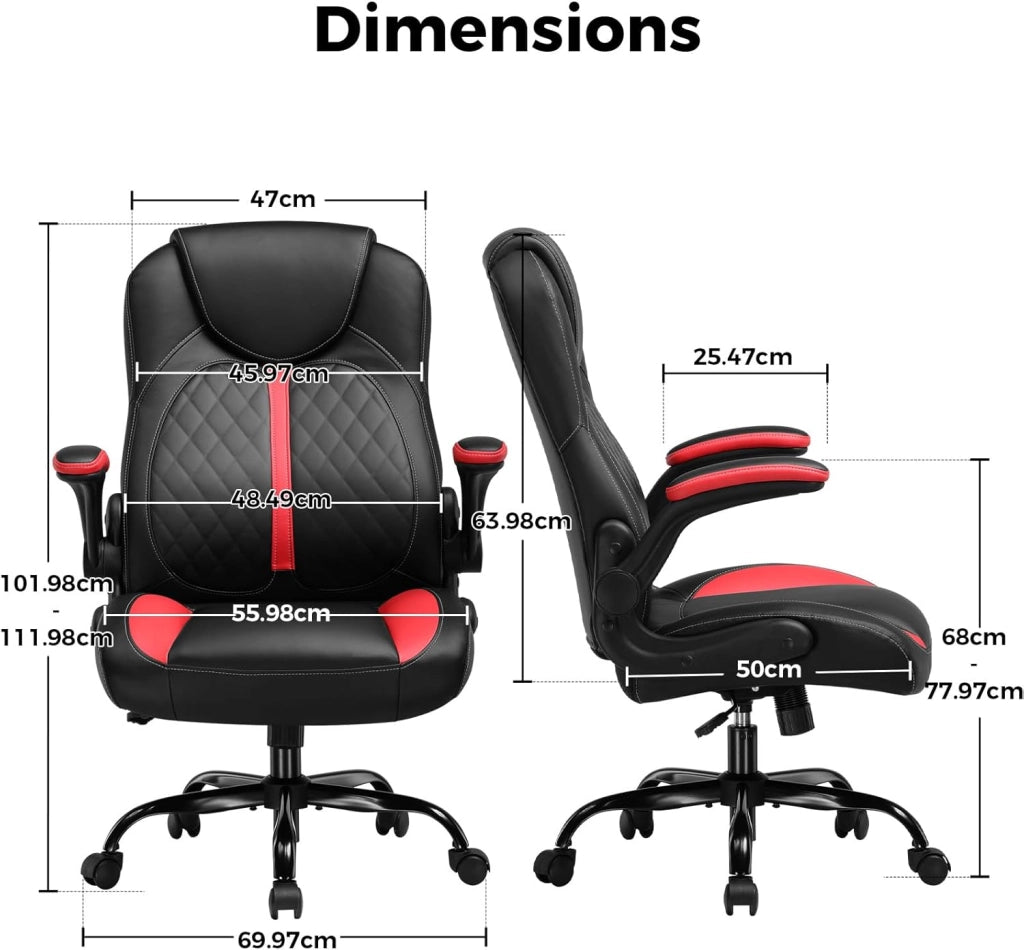 Sedia da gioco con braccioli sollevabili – Sedia da gioco ergonomica a funzione ribaltabile – Seduta PC Gaming in schiuma ad alta densità rosso