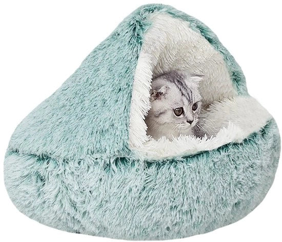 Letto per gatti rilassante, morbido, letto per gatti in peluche, lavabile, letto per cani anti ansia, letto per animali per gatti da appartamento, piccoli cani, morbido, caldo sacco da letto per gatti a forma di donut (M-50 cm)