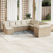 Set Divani da Giardino 11 pz con Cuscini Beige in Polyrattan 3250447