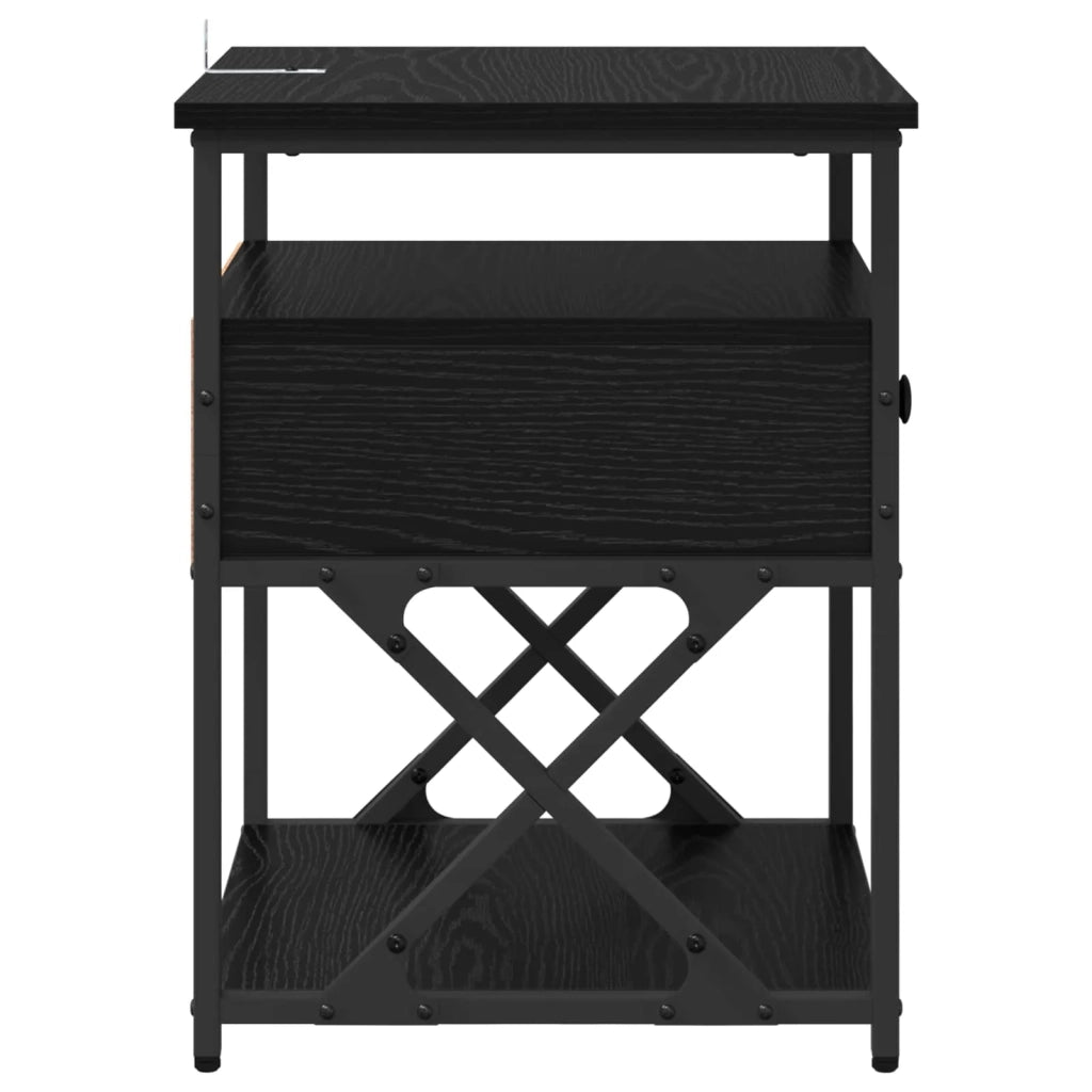 Comodino | Armadio da Notte | Mobiletto da notte Rovere Nero 40 x 42 x 55 cm Legno multistrato