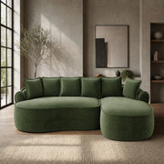Divano modulare senza struttura con chaise longue profonda 122 cm in chenille verde