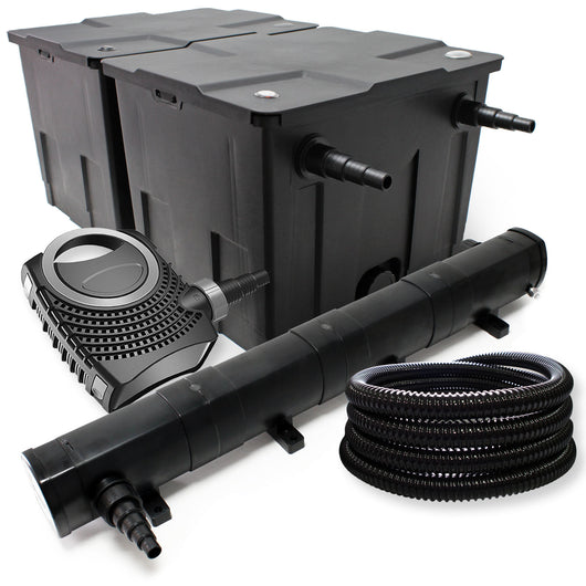 Set filtrante: Filtro bio per laghetto 60000l con Chiarificatore UVC 72W Pompa e Tubo 25m