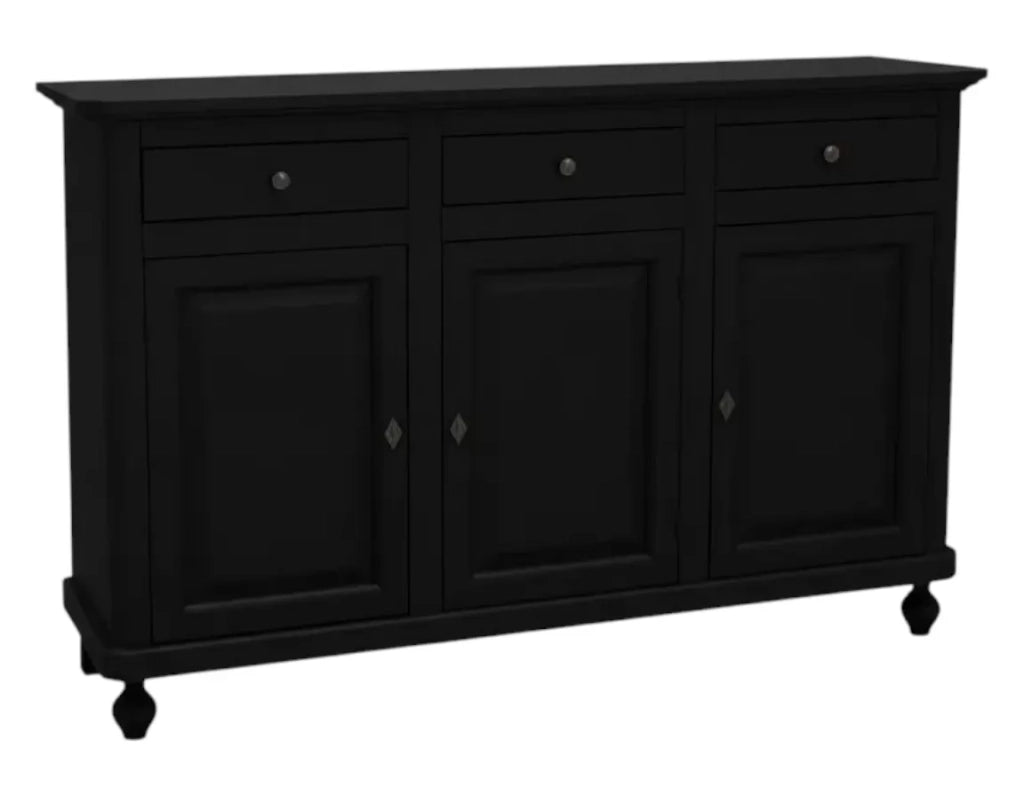 Madia credenza 3 ante legno shabby nero 158x45x98 - Mobili 2G