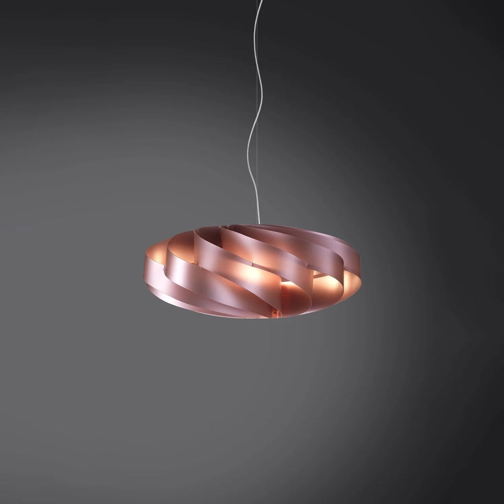 Sospensione Moderna Flat Polilux ® Pink Metal E Metallo Cromo 1 Luce E27 D50Cm