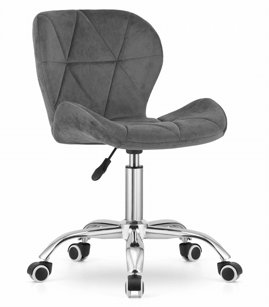 Sedia girevole in velluto Valora AVOLA grigio scuro, design ergonomico