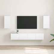 Mobile TV da parete 2 pz-Set di 2 Mobile TV a Muro-Credenza TV Bianco Lucido 30 x 31 x 60 cm