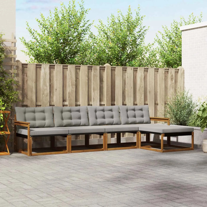 Set di divani da esterno 5 pcs Grigio Naturale e Chiaro 3369354