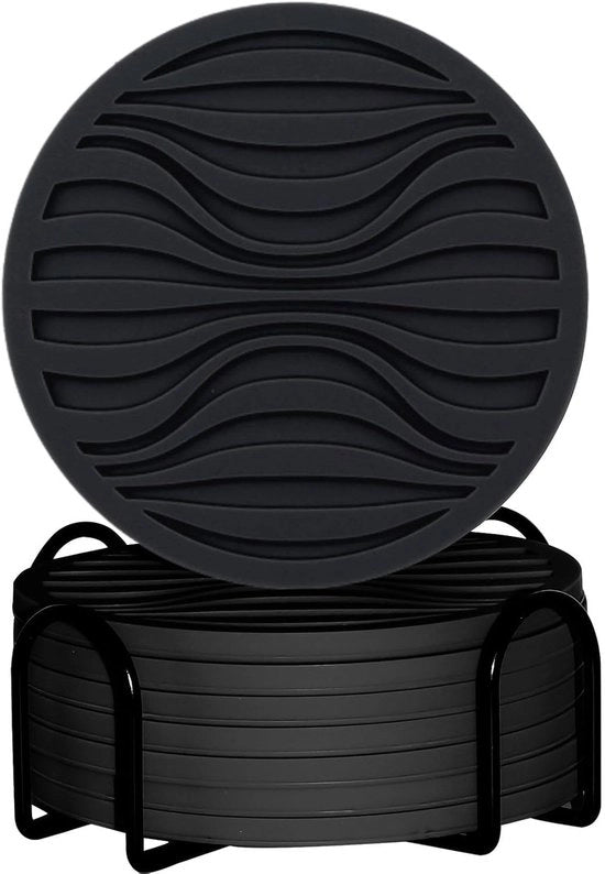 8 pezzi di supporti per tazze in silicone con design rigido (0,2 pollici) - con rete metallica - supporti per tazze isolate - antiscivolo e antiaderente - silenziosi - idraulici - lavastoviglie - 10 * 10 * 0,5 cm