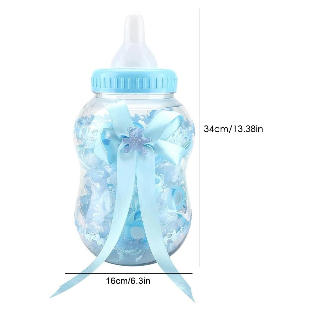Trade Shop - Maxi Biberon Porta Confetti Celeste Idea Nascita 30 Pezzi Baby +1 Maxi Battesimo -