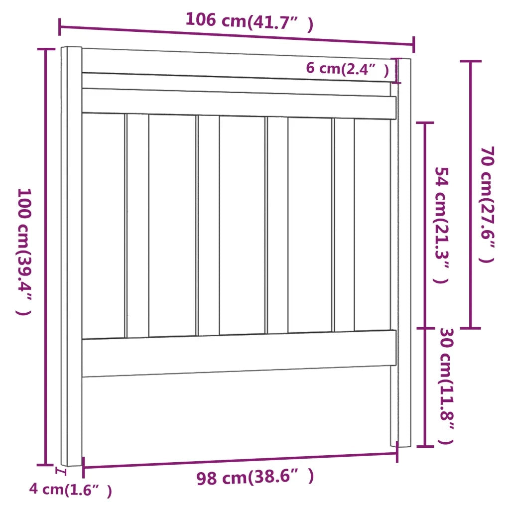 Testiera per Letto Bianca 106x4x100cm in Legno Massello di Pino