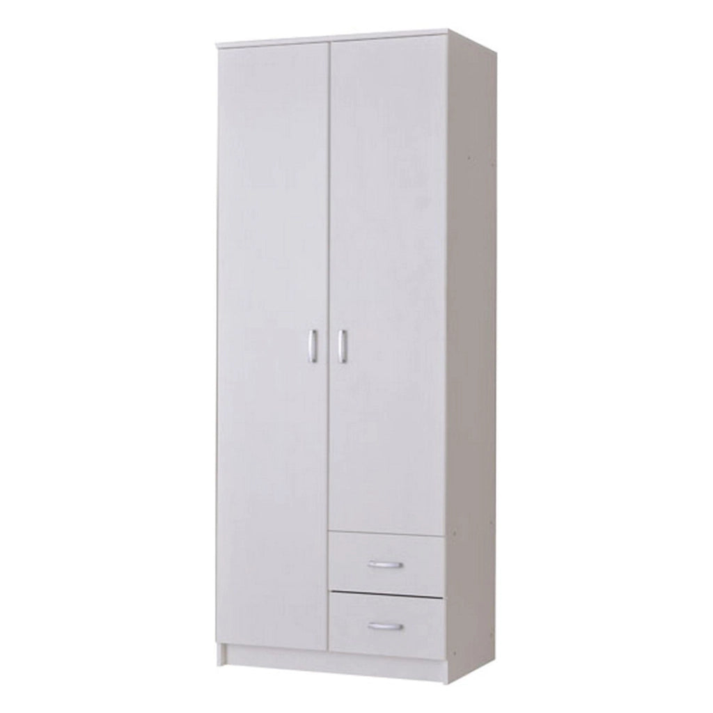 Armadio Camera da Letto Cimena, Guardaroba 2 Ante Appendiabiti, 80x205h cm Bianco