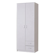 Armadio Camera da Letto Cimena, Guardaroba 2 Ante Appendiabiti, 80x205h cm Bianco