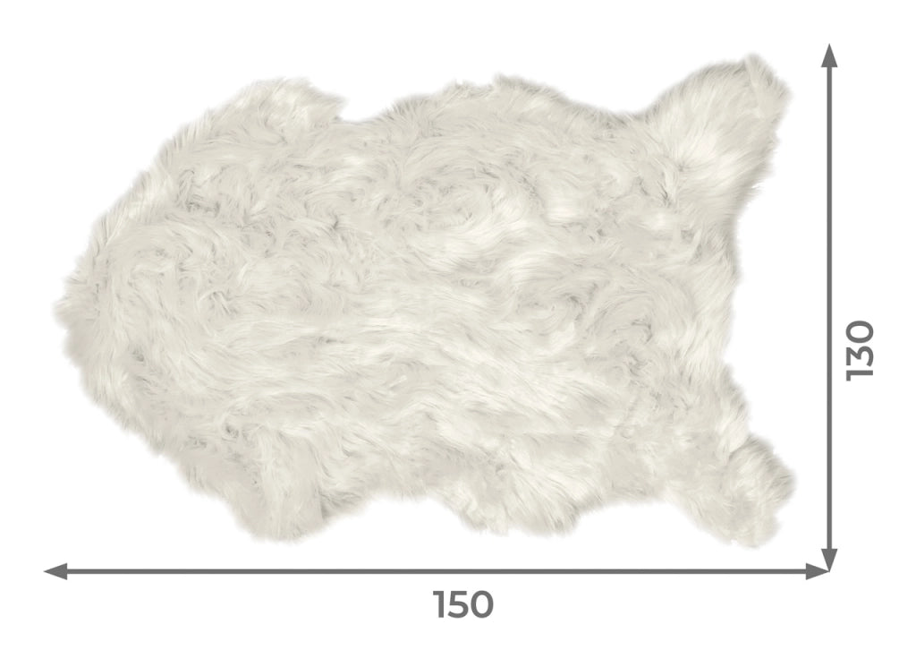 Tappeto Peloso In Pelliccia Ecologica Sagomato Modello Stoccolma Varie Misure - 130x150cm - Avorio