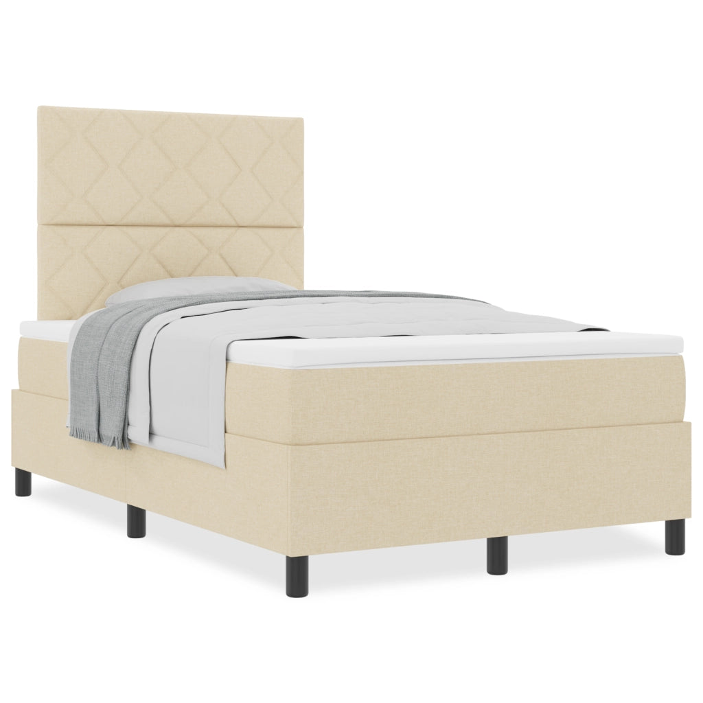 Letto con box spring e materasso crema 120x200 cm tessuto