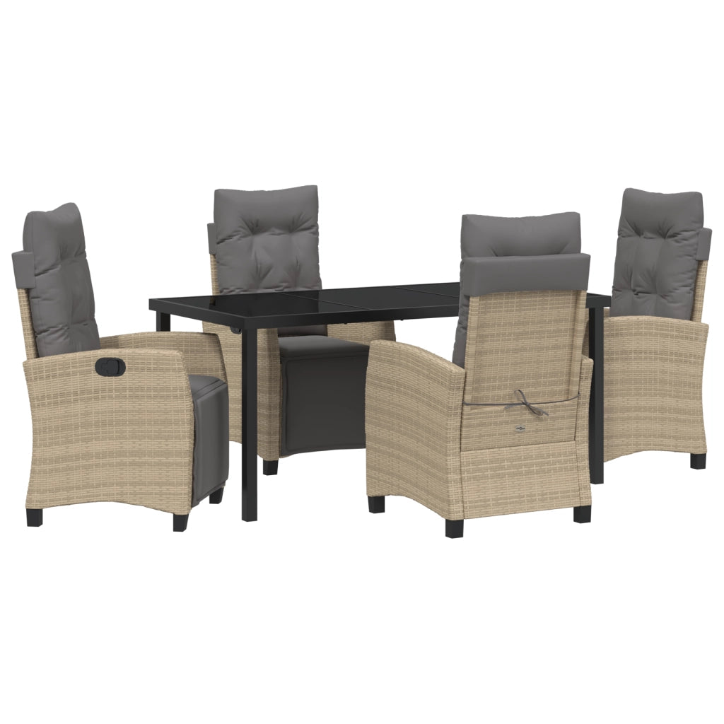 Set da Pranzo da Giardino in 5 Pezzi Beige Polyrattan