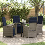Set da Pranzo per Giardino con cuscino 5 pcs Grigio polyrattan 3380359