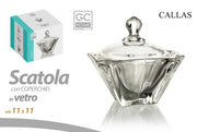 Scatola Porta Bon Bon Decorativa in Vetro con Coperchio 11 x 11 cm