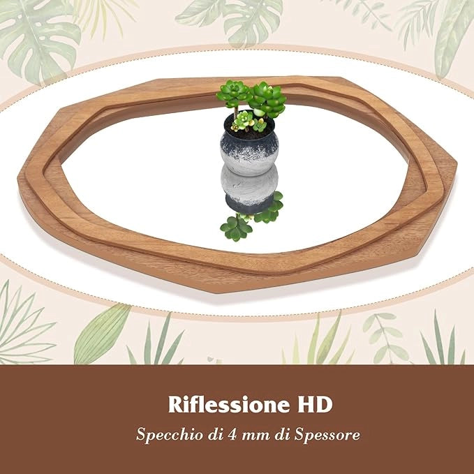 Specchio da Parete Irregolare 89,5 x 66 cm, Specchio Decorativo in HD con Cornice Rustica, Design Astratto, per Bagno Soggiorno Ingresso Sala da Pranzo (89,5 x 66 CM)