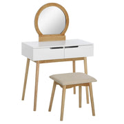 Tavolo Trucco con Specchio e 2 Cassetti ¨C Minimal ¨C Bianco Legno di Pino