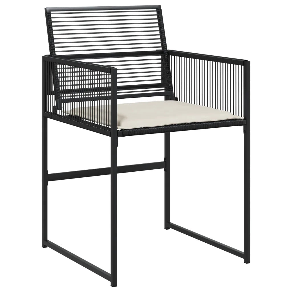 Set da Pranzo da Giardino 11 pz con Cuscini in Polyrattan Nero