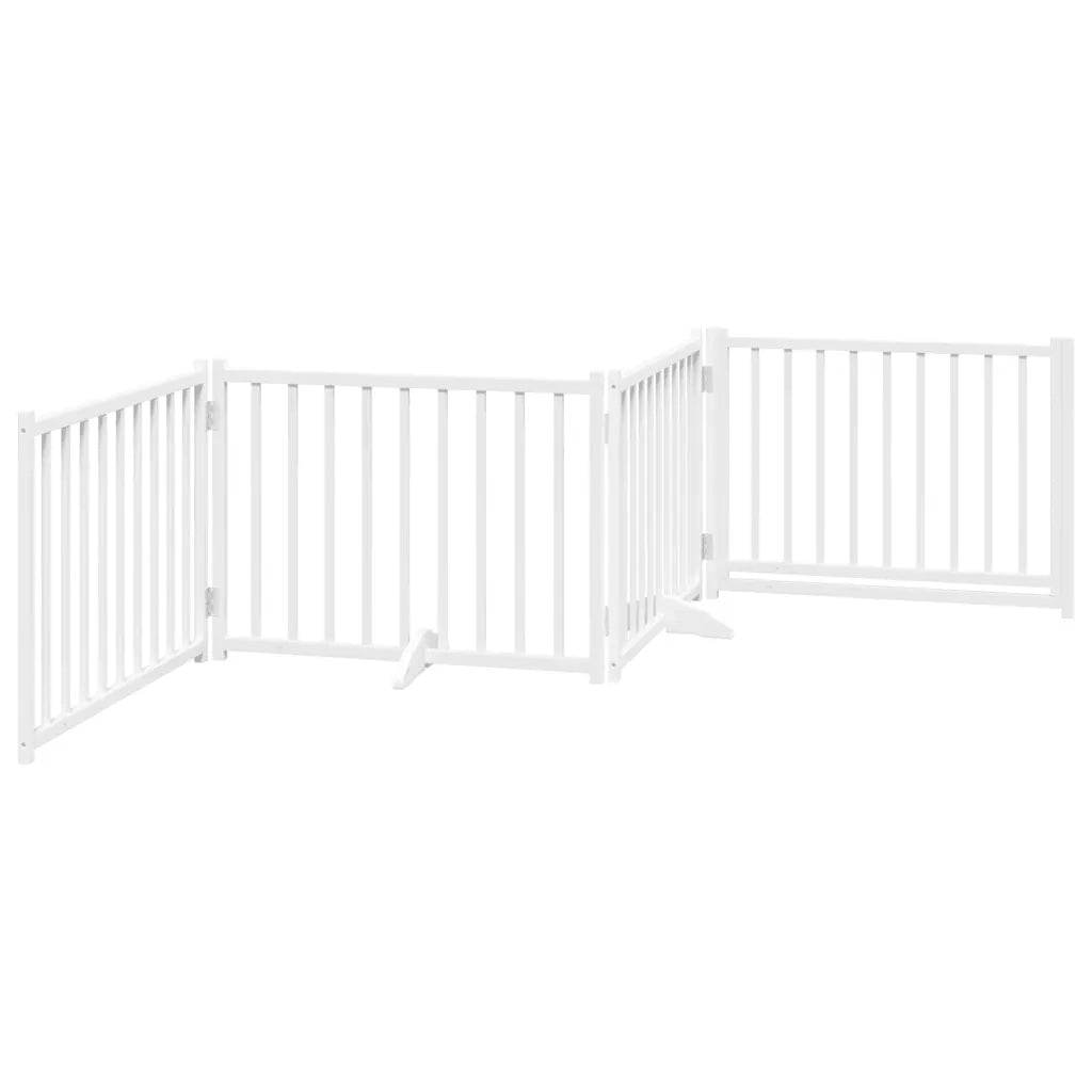 vidaXL Cancello Cani Pieghevole Bianco 4 Pannelli 320cm Massello Abete