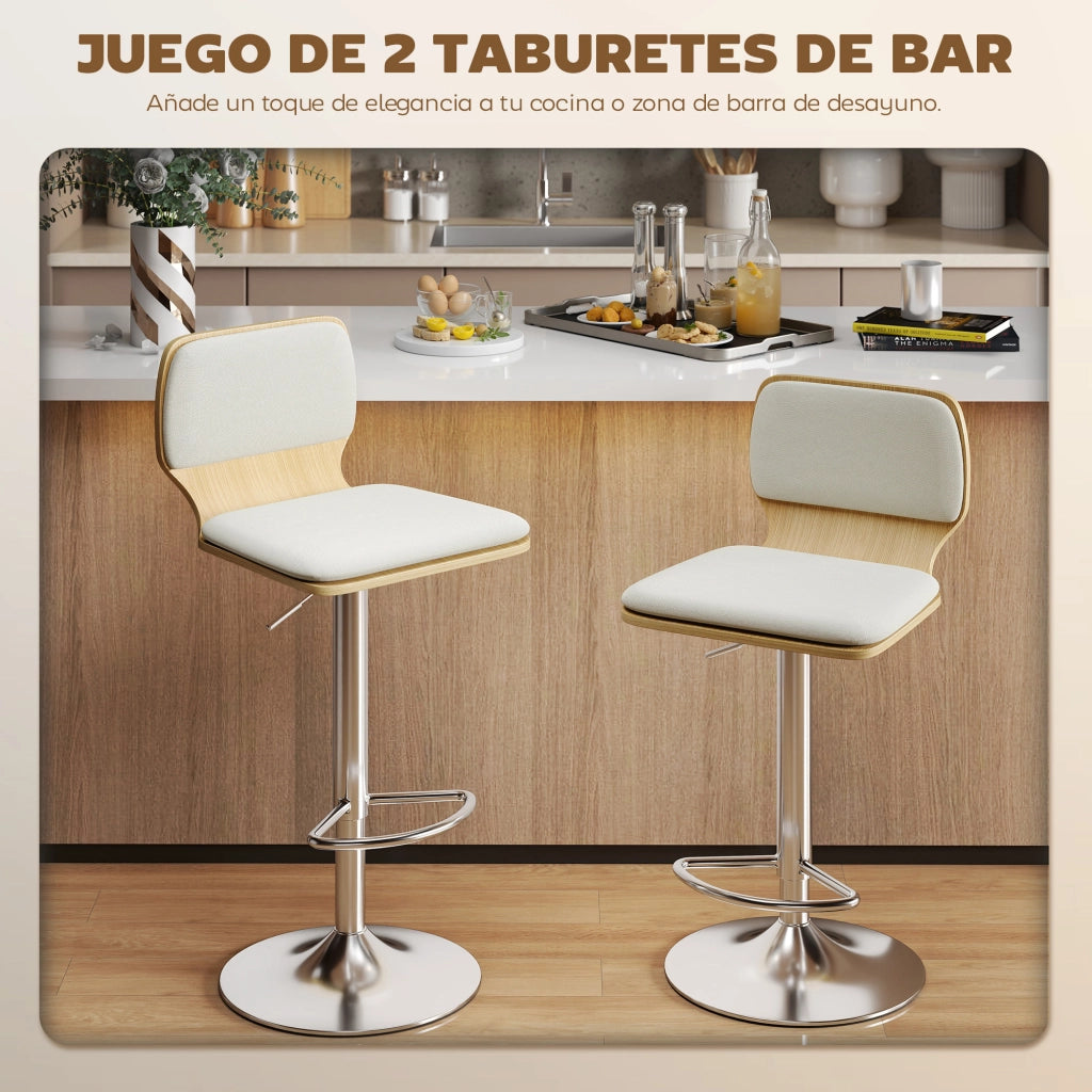 Sgabelli da cucina alti girevoli regolabili ¨C Zephmum ¨C Lino beige 81-102 cm