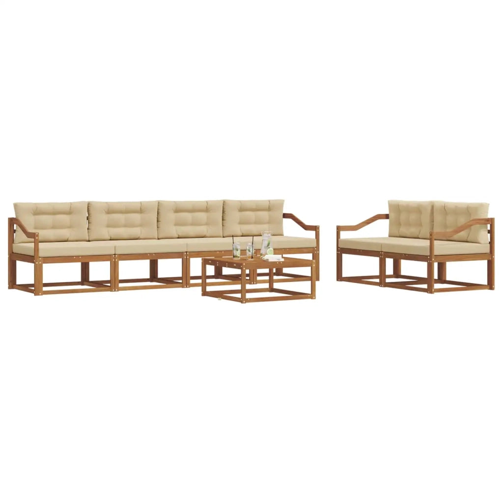 Set di divani da esterno con cuscino 7 pcs Naturale e Beige