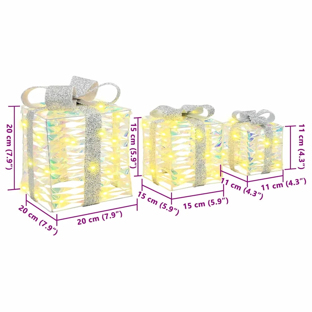 Scatola Regalo 3 pz Bianco caldo 20 x 20 x 20 cm PET CFW3942892