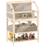 Gabbia Habitat per Criceti e Roditori 3 Piani ¨C Xylo ¨C Pannello Acrilico con Ruota 80x53x117cm