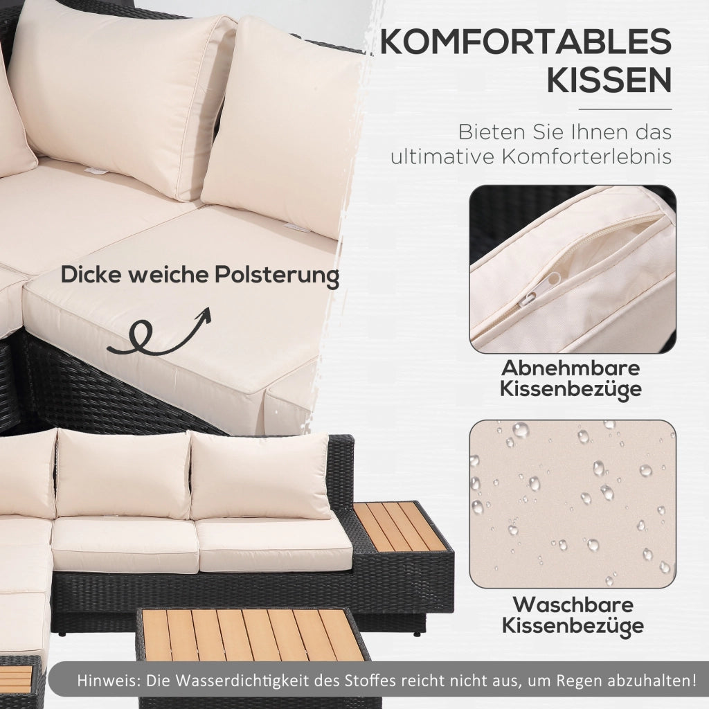 Set giardino polyrattan con tavolino e cuscini ¨C zephmum ¨C nero 4 pezzi