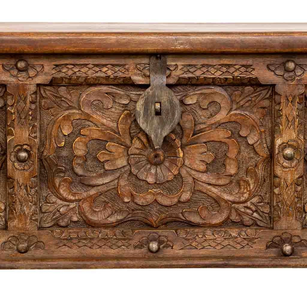 Baúl de madera artesanal marrón 150x45x46h cm