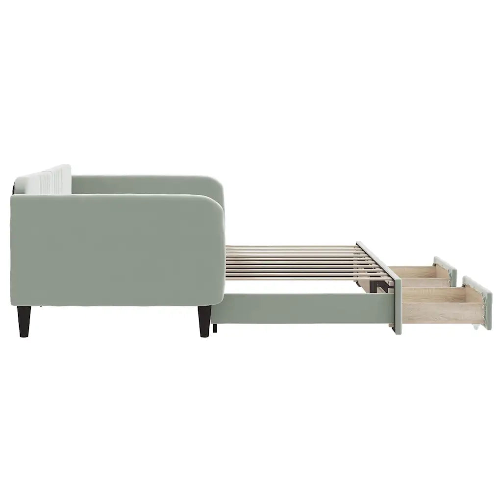 Divano Letto Estraibile Cassetti Grigio Chiaro 100x190 Velluto 3197163