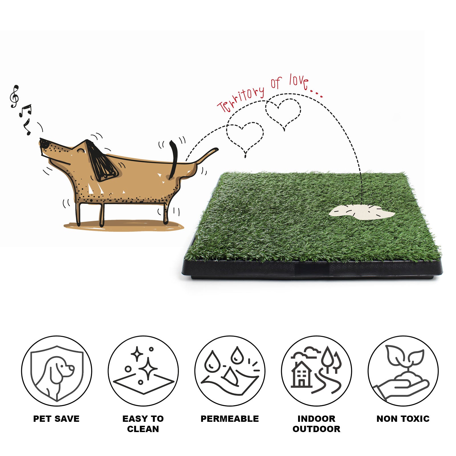 Fudajo Toilette per cani 63x51 cm Lettiera con erba sintetica per addestramento di cani e cuccioli