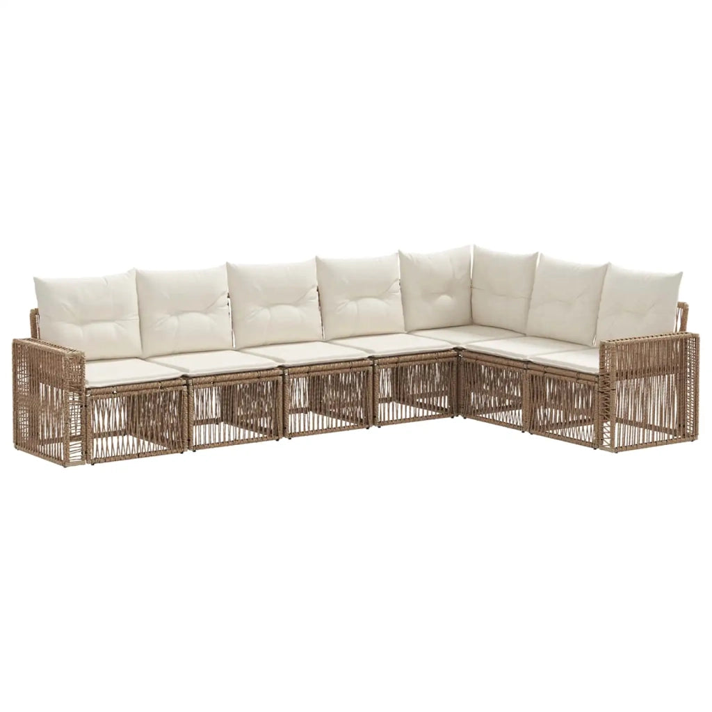 Set Divano da Giardino 7 pcs Beige e Bianco Crema polyrattan 3435135