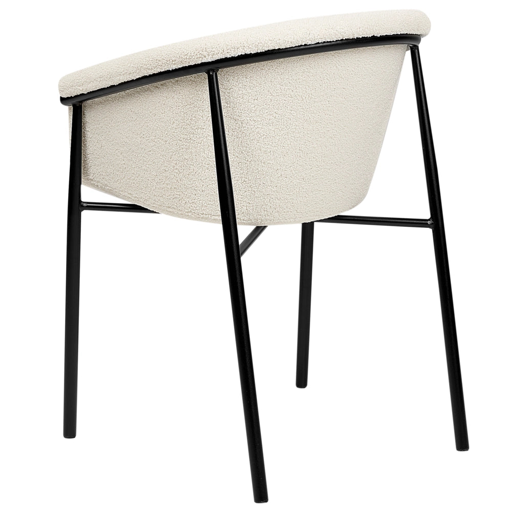 Set di 2 sedie da pranzo con imbottitura in tessuto bianco sporco Seduta da pranzo dal design moderno e contemporaneo