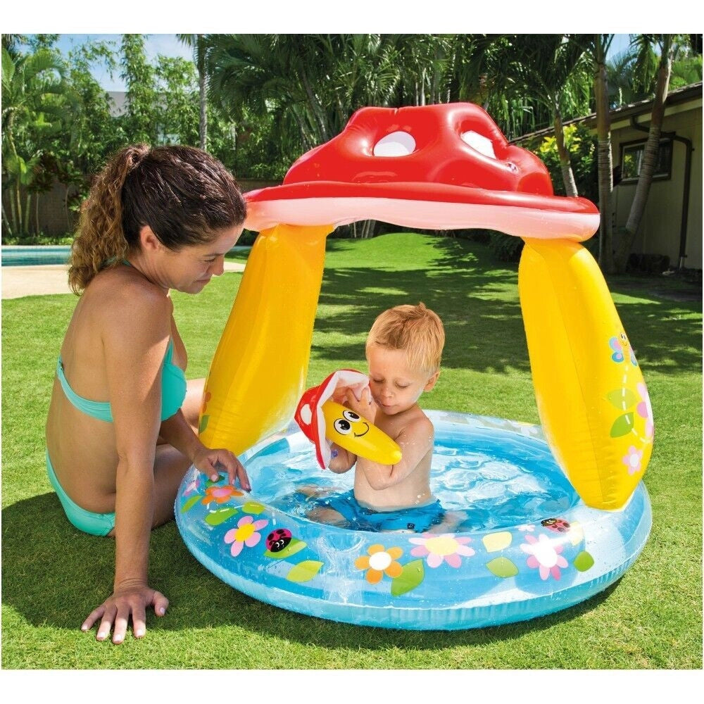 Trade Shop - Piscina Baby Fungo Parasole Gioco Gonfiabile Rotonda Per Bambini 102x89hcm 57114 -