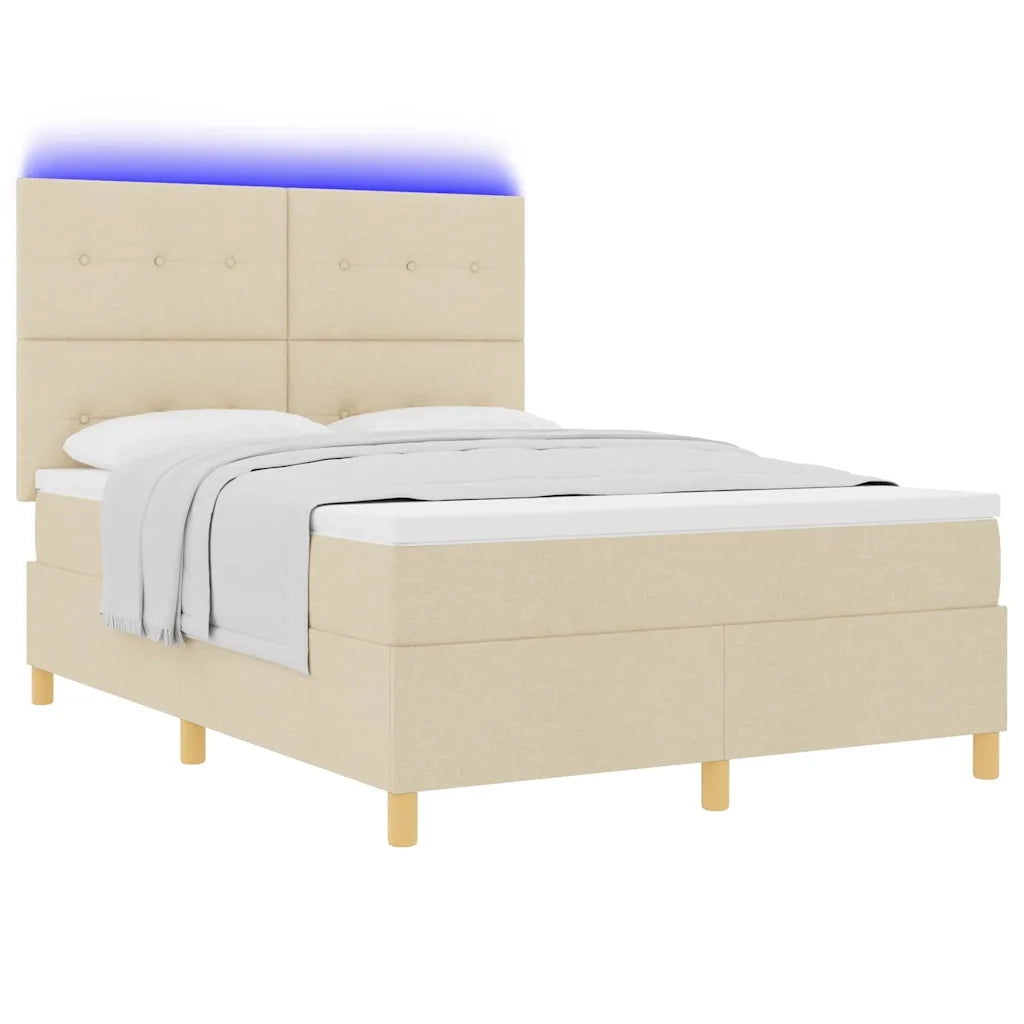 Letto a Sorgente LED con materasso Crema 140 x 200 cm Tessuto 3343108