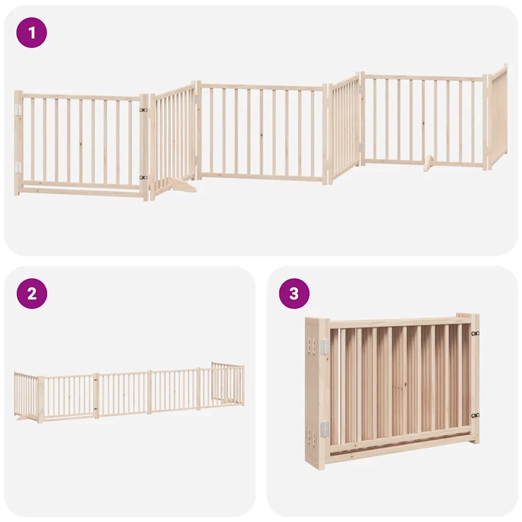 Cancello per Cani Pieghevole 6 Pannelli 480 cm Legno di Pioppo CFW7724824